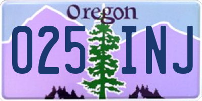 OR license plate 025INJ