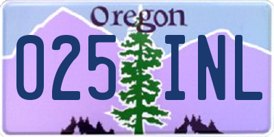 OR license plate 025INL