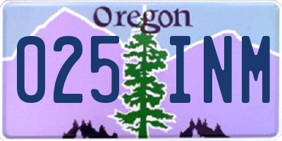 OR license plate 025INM