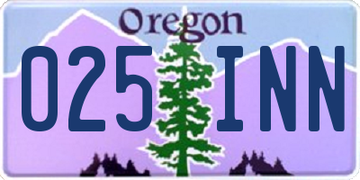 OR license plate 025INN