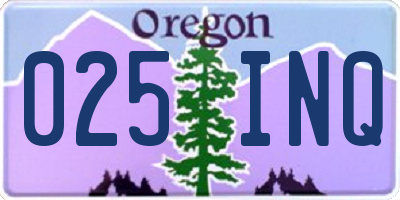 OR license plate 025INQ