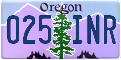 OR license plate 025INR