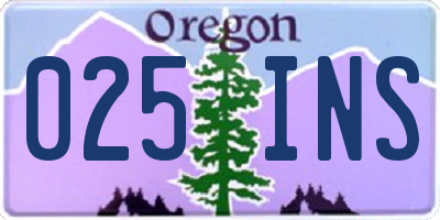 OR license plate 025INS