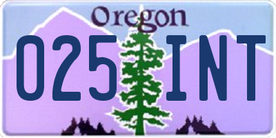OR license plate 025INT