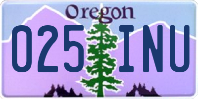 OR license plate 025INU