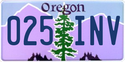 OR license plate 025INV