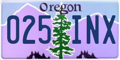 OR license plate 025INX