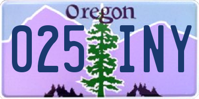 OR license plate 025INY