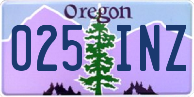 OR license plate 025INZ