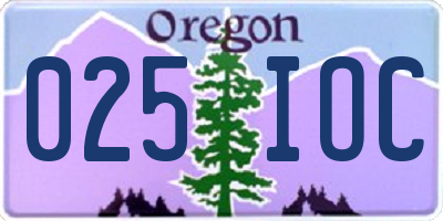 OR license plate 025IOC