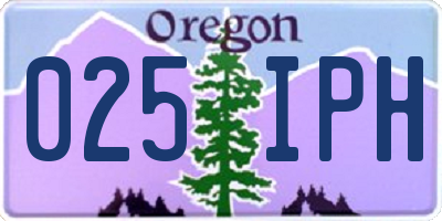 OR license plate 025IPH