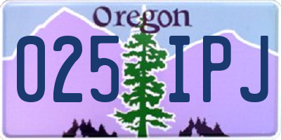 OR license plate 025IPJ