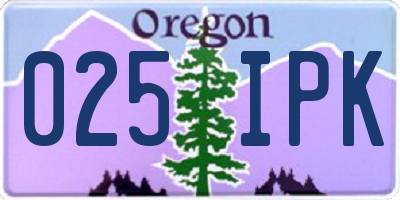 OR license plate 025IPK