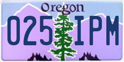 OR license plate 025IPM