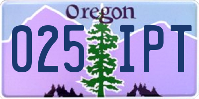 OR license plate 025IPT