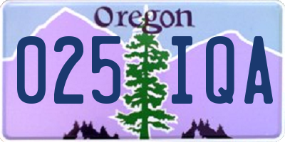 OR license plate 025IQA