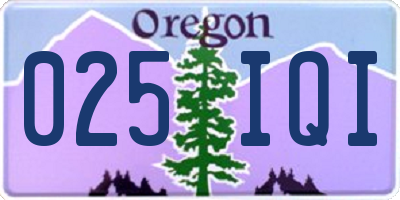 OR license plate 025IQI