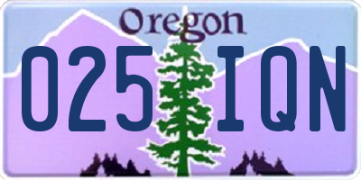 OR license plate 025IQN