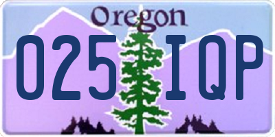 OR license plate 025IQP