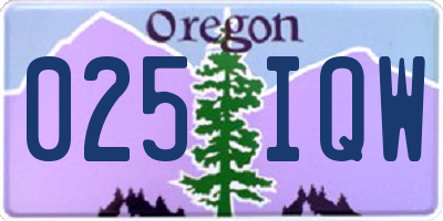 OR license plate 025IQW
