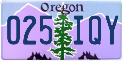 OR license plate 025IQY