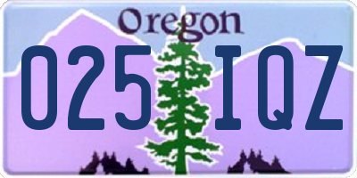 OR license plate 025IQZ