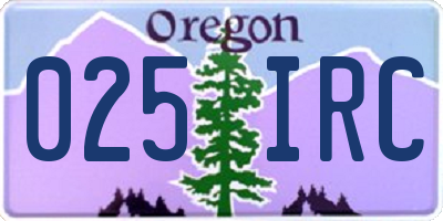 OR license plate 025IRC