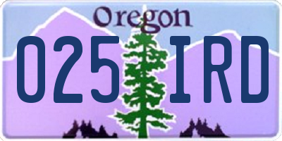 OR license plate 025IRD