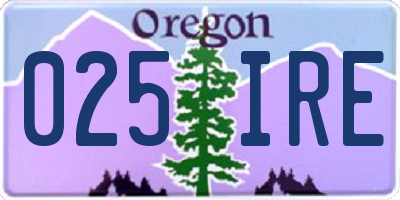 OR license plate 025IRE