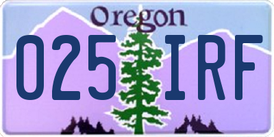 OR license plate 025IRF