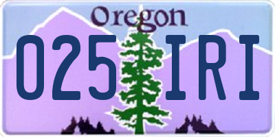 OR license plate 025IRI