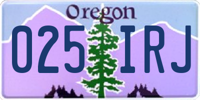 OR license plate 025IRJ