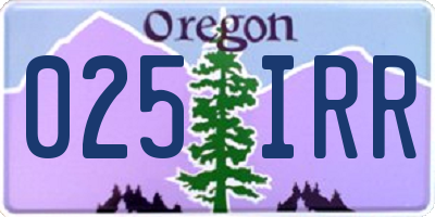 OR license plate 025IRR