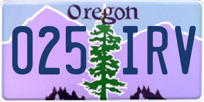 OR license plate 025IRV