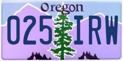 OR license plate 025IRW