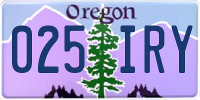 OR license plate 025IRY