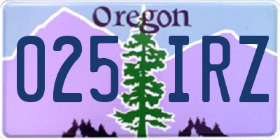 OR license plate 025IRZ