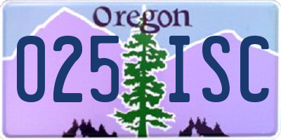 OR license plate 025ISC