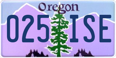 OR license plate 025ISE
