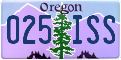 OR license plate 025ISS