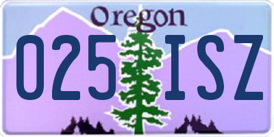 OR license plate 025ISZ