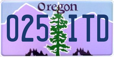 OR license plate 025ITD