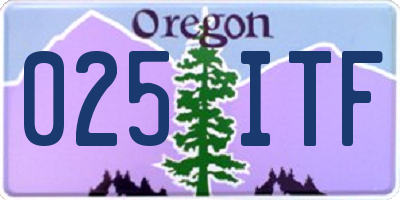 OR license plate 025ITF