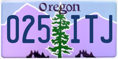 OR license plate 025ITJ