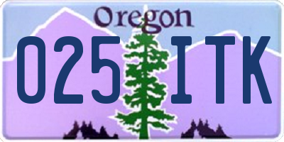 OR license plate 025ITK