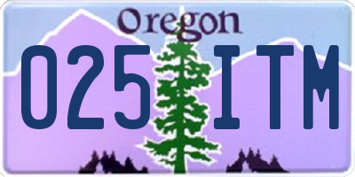 OR license plate 025ITM