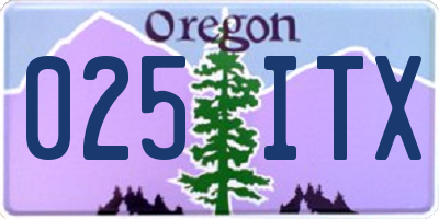OR license plate 025ITX