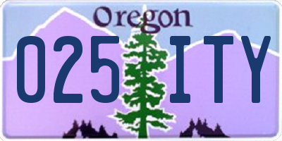 OR license plate 025ITY