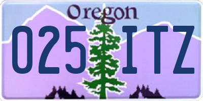 OR license plate 025ITZ
