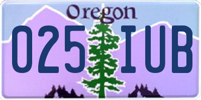 OR license plate 025IUB